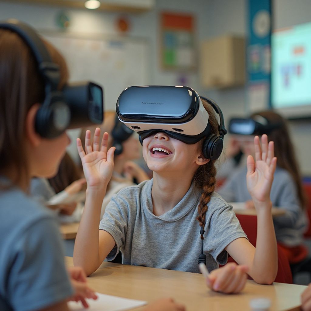 Dzieci odkrywające wirtualną rzeczywistość